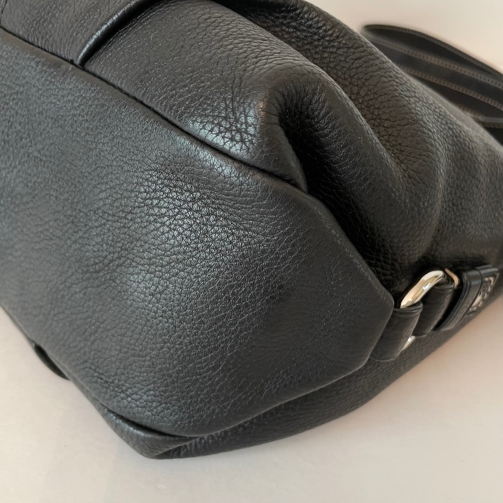 Coach Pebbled Leather Black Convertible Crossbody Shoulder Bag Hobo Duffle - Picture 7 of 16